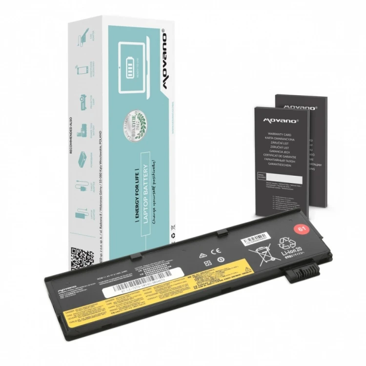 Movano Bateria SB10K97582 do Lenovo ThinkPad T470 T570 - 2140 mAh (24 Wh)