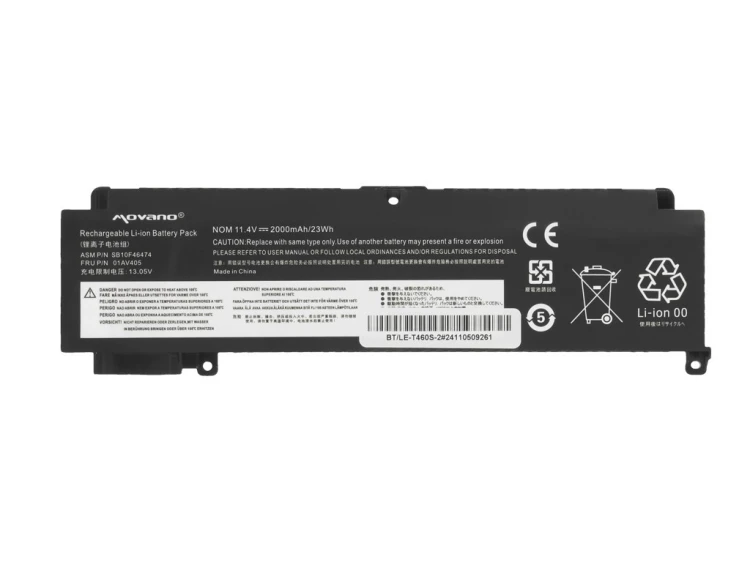 Movano Bateria do Lenovo ThinkPad T460s T470s - przednia - 2000 mAh (23 Wh)