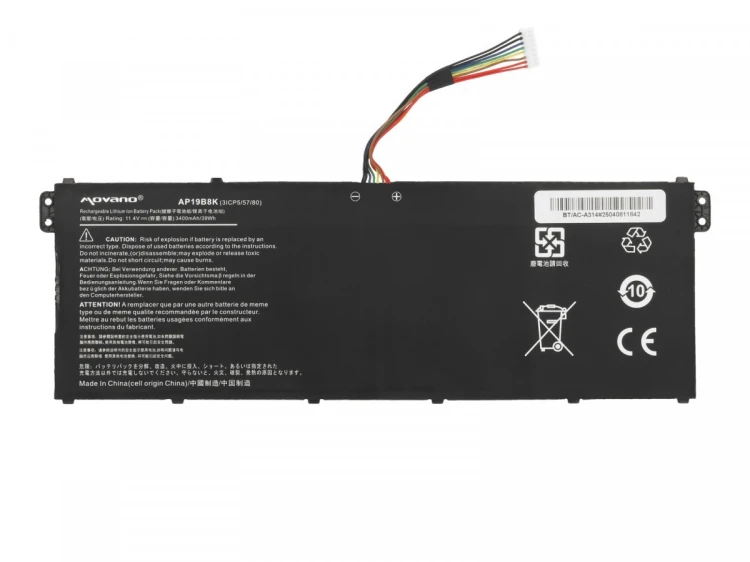Movano Bateria AP19B8K do Acer Aspire 3 A314-22 A315-56 A315-57 A315-58 A317 - 3400 mAh (39 Wh)
