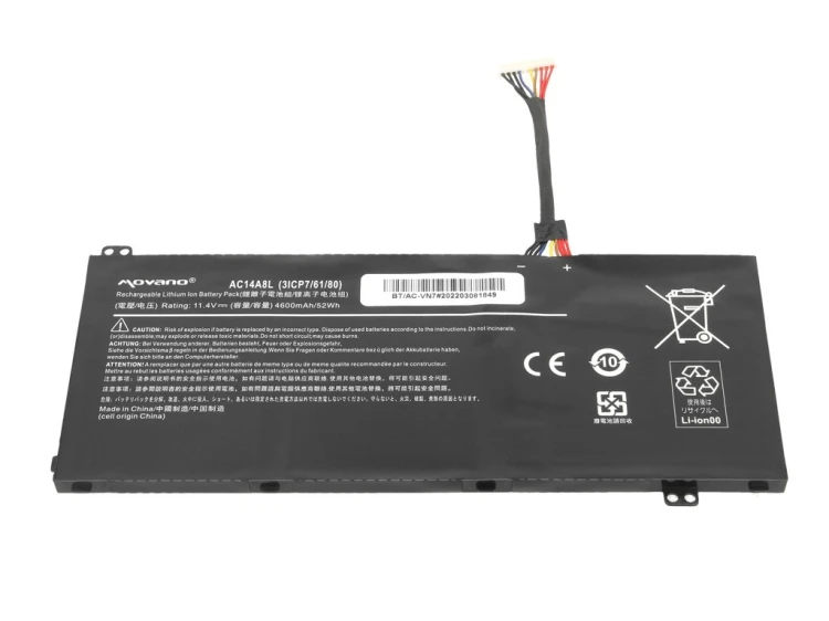 Movano Bateria AC14A8L AC15B7L do Acer VN7 Nitro V15 V17 - 4600 mAh (52 Wh)