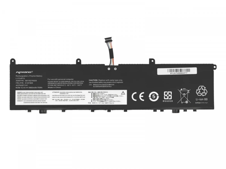 Movano Bateria L17C4P72 L17M4P72 Lenovo ThinkPad P1 X1 Extreme 1st 2nd Gen 01AY969 - 4960 mAh (76 Wh)