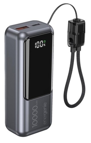 Gembird PowerBank LCD 10000mAh QC3.0 20W szary