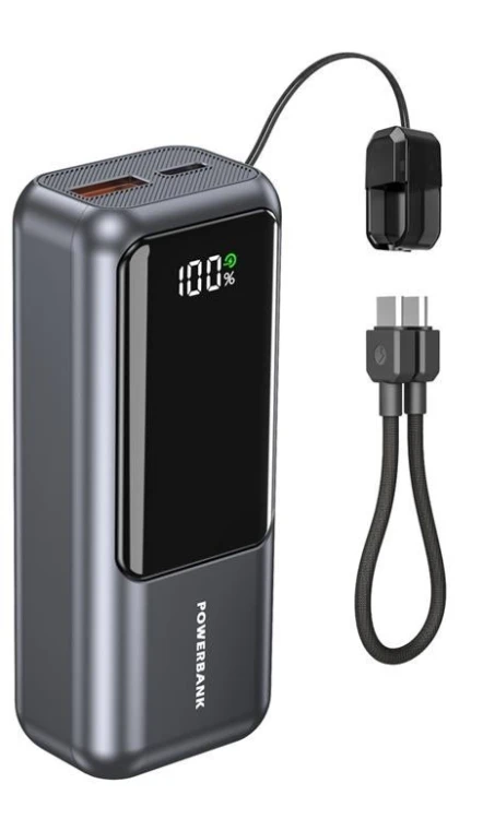 Gembird PowerBank LCD 10000mAh QC3.0 20W szary