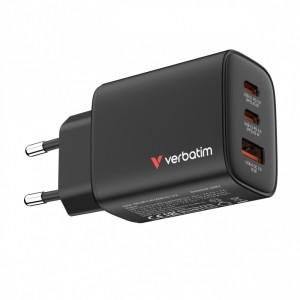 Verbatim Ładowarka GaN 65W QC 3.0, 2x USB-C, 1x USB PD 3.0 EU