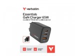 Verbatim Ładowarka GaN 65W QC 3.0, 2x USB-C, 1x USB PD 3.0 EU