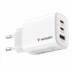 Verbatim Ładowarka GaN 65W QC 3.0, 2xUSB-C, 1x USB-A PD 3.0 EU