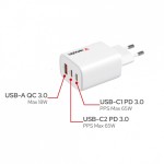 Verbatim Ładowarka GaN 65W QC 3.0, 2xUSB-C, 1x USB-A PD 3.0 EU