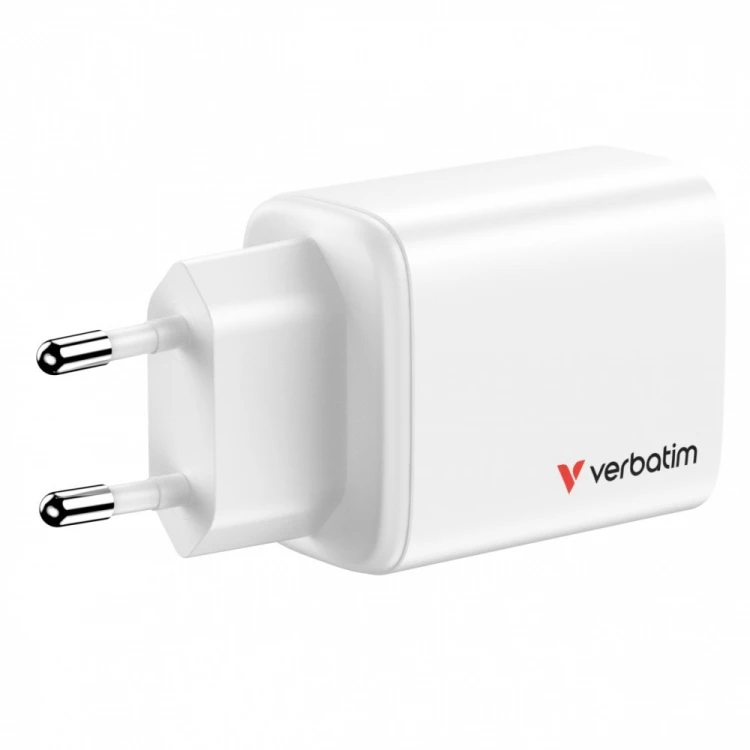 Verbatim Ładowarka GaN 65W QC 3.0, 2xUSB-C, 1x USB-A PD 3.0 EU