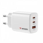 Verbatim Ładowarka GaN 65W QC 3.0, 2xUSB-C, 1x USB-A PD 3.0 EU