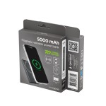 Gembird PowerBank bezprzewodowy, magnetyczny, LCD 5000mAh 15W czarny