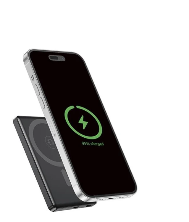 Gembird PowerBank bezprzewodowy, magnetyczny, LCD 5000mAh 15W czarny