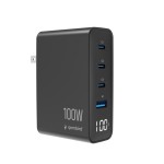 Gembird Ładowarka uniwersalna GaN 100W LCD 3xUSB-C 1xUSB-A czarna