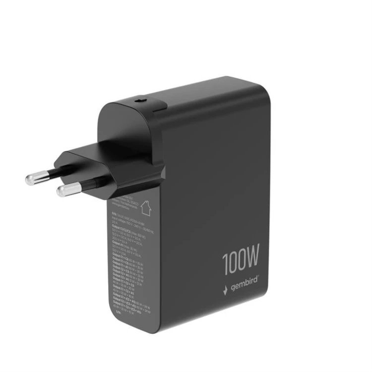 Gembird Ładowarka uniwersalna GaN 100W LCD 3xUSB-C 1xUSB-A czarna