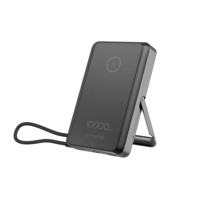 Gembird PowerBank 10000mAh bezprzewodowy 15W USB-C 20W z podstawką, czarny
