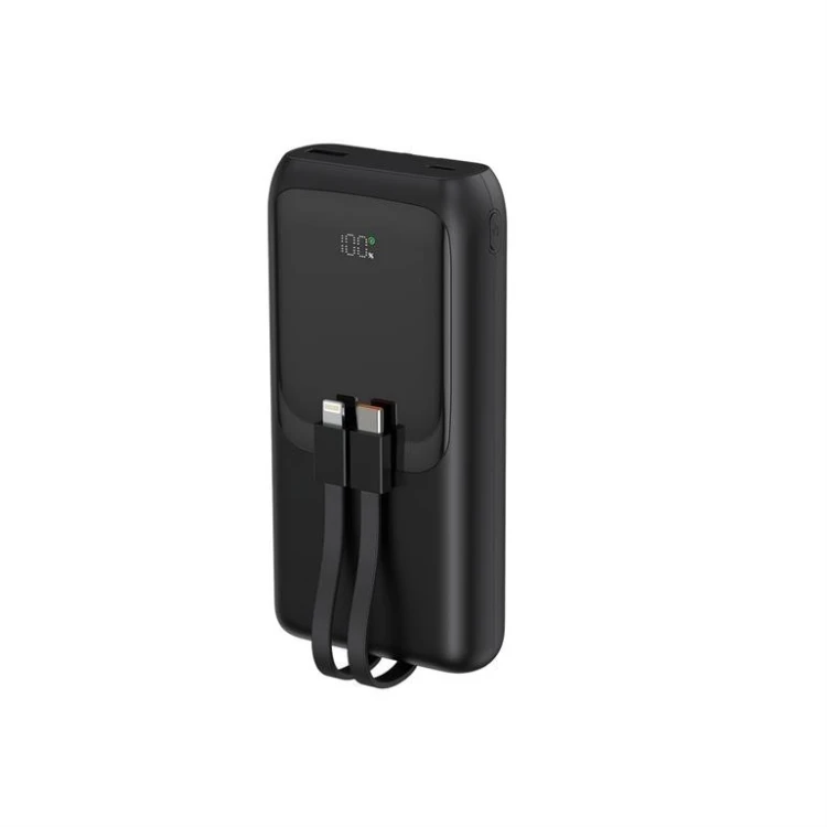 Gembird PowerBank 20000mAh ze zintegrowanymi kablami QC 3.0 LCD 20W czarny