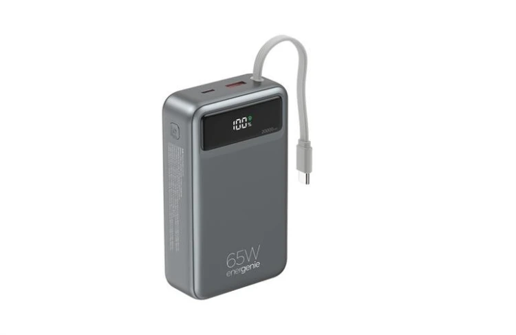 Gembird PowerBank 20000mAh zintegrowane kable QC3.0 18W PD 65W LCD czarny