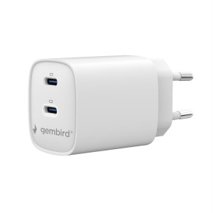 Gembird Ładowarka uniwersalna 2xUSB-C PD 45W biała