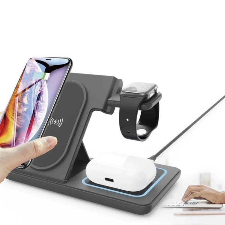 Gembird Ładowarka bezprzewodowa 3w1 15W Apple-Iphone, Watch, Airpods czarna