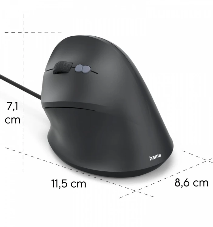 Hama Mysz ergonomiczna przewodowa ECM-500 dla leworęcznych