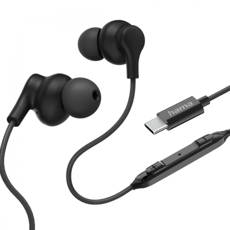 Hama Słuchawki douszne Curly USB-C czarne