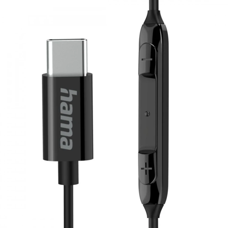 Hama Słuchawki douszne Curly USB-C czarne