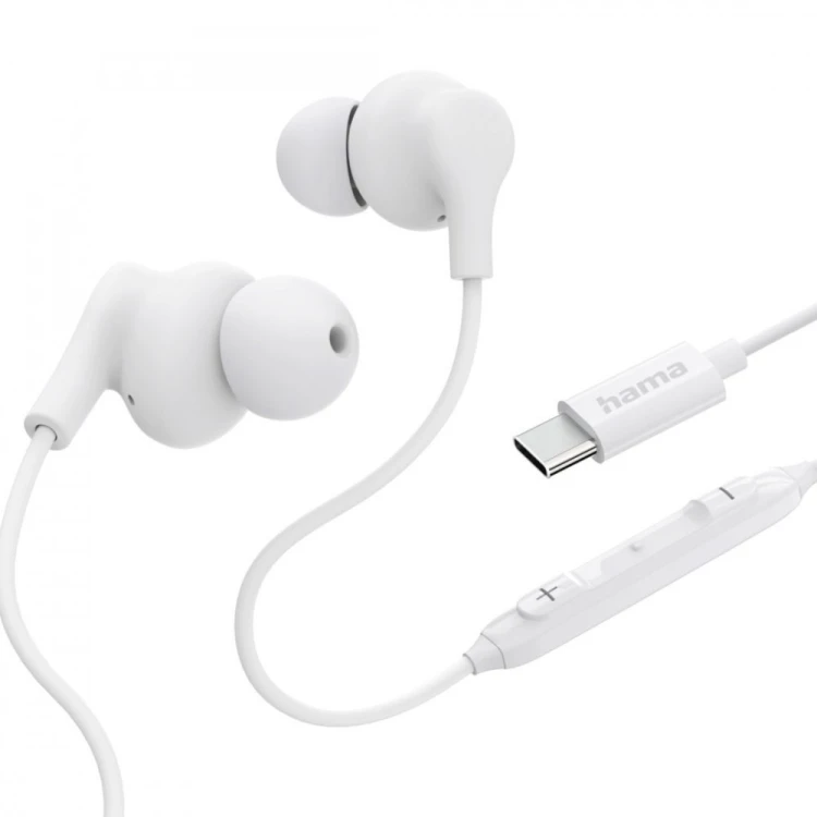 Hama Słuchawki douszne Curly USB-C białe