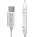 Hama Słuchawki douszne Curly USB-C białe