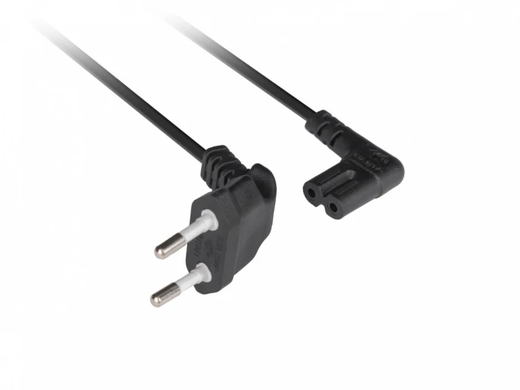 Lanberg Kabel zasilający EURO (radiowy) CEE 7/16- IEC 320 C7 1.8m kątowy VDE czarny