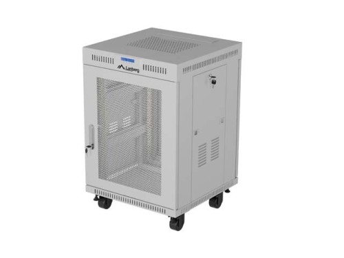Lanberg Szafa instalacyjna rack stojąca 19 cali 15U 600x600 drzwi perforowane LCD (Flat pack) szara