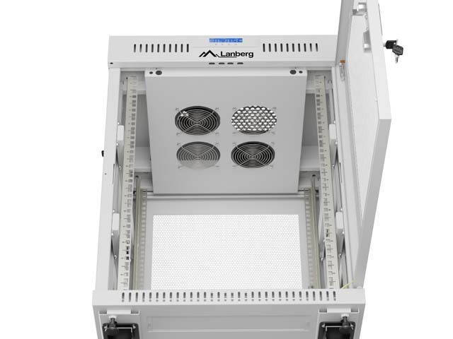 Lanberg Szafa instalacyjna rack stojąca 19 cali 15U 600x600 drzwi perforowane LCD (Flat pack) szara