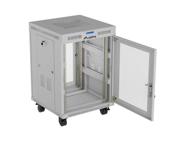 Lanberg Szafa instalacyjna rack stojąca 19 cali 15U 600x600 drzwi perforowane LCD (Flat pack) szara