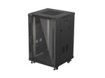 Lanberg Szafa instalacyjna rack stojąca 19 cali 18U 600x600 drzwi przeszklone (Flat pack) czarna