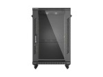Lanberg Szafa instalacyjna rack stojąca 19 cali 18U 600x600 drzwi przeszklone (Flat pack) czarna