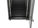 Lanberg Szafa instalacyjna rack stojąca 19 cali 18U 600x600 drzwi przeszklone (Flat pack) czarna