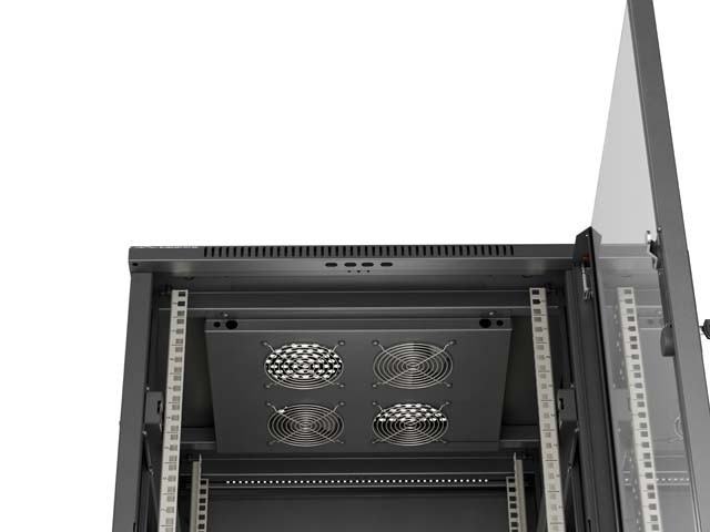 Lanberg Szafa instalacyjna rack stojąca 19 cali 18U 600x600 drzwi przeszklone (Flat pack) czarna