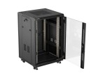 Lanberg Szafa instalacyjna rack stojąca 19 cali 18U 600x600 drzwi przeszklone (Flat pack) czarna