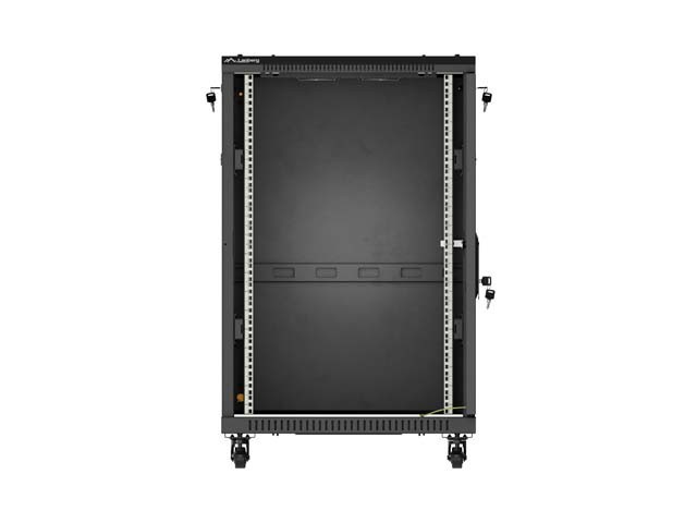 Lanberg Szafa instalacyjna rack stojąca 19 cali 18U 600x600 drzwi przeszklone (Flat pack) czarna