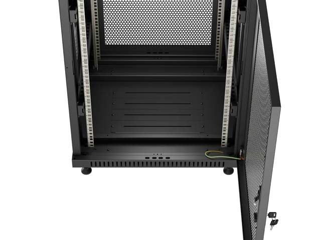 Lanberg Szafa instalacyjna rack stojąca 19 cali 18U 600x800 drzwi perforowane (Flat pack) czarna