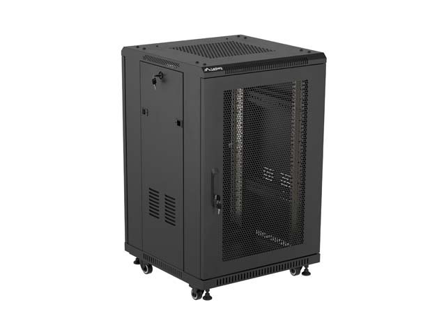 Lanberg Szafa instalacyjna rack stojąca 19 cali 18U 600x800 drzwi perforowane (Flat pack) czarna