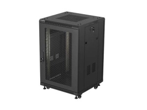 Lanberg Szafa instalacyjna rack stojąca 19 cali 18U 600x800 drzwi przeszklone (Flat pack) czarna