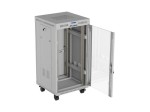 Lanberg Szafa instalacyjna rack stojąca 19 cali 22U 600x600 drzwi przeszklone LCD (Flat pack) szara