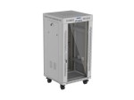 Lanberg Szafa instalacyjna rack stojąca 19 cali 22U 600x600 drzwi przeszklone LCD (Flat pack) szara
