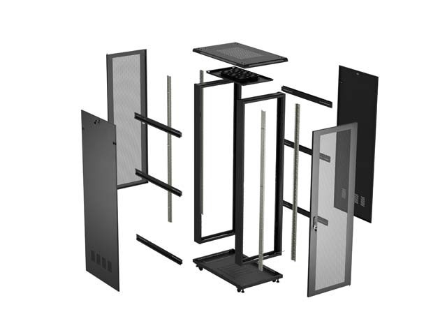 Lanberg Szafa instalacyjna rack stojąca 19 cali 27U 600x1000 drzwi perforowane (Flat pack) czarna