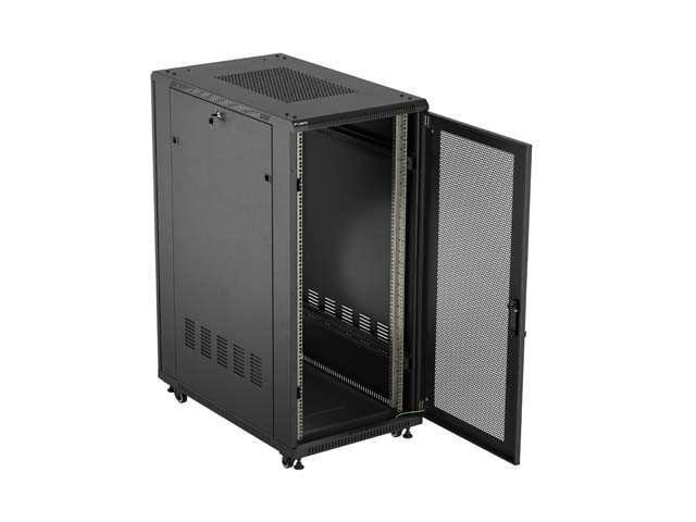 Lanberg Szafa instalacyjna rack stojąca 19 cali 27U 600x1000 drzwi perforowane (Flat pack) czarna