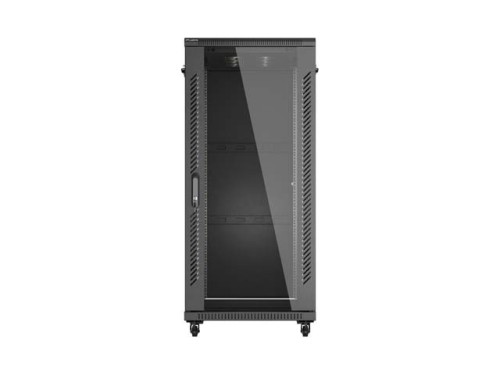 Lanberg Szafa instalacyjna rack stojąca 19 cali 27U 600x1000 drzwi przeszklone (Flat pack) czarna