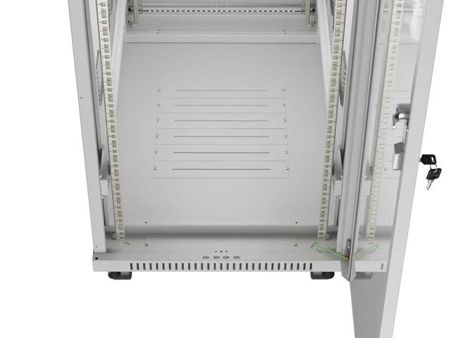 Lanberg Szafa instalacyjna rack stojąca 19 cali 42U 600x1000 drzwi przeszklone LCD (Flat pack) szara
