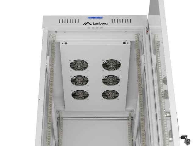 Lanberg Szafa instalacyjna rack stojąca 19 cali 42U 600x1000 drzwi przeszklone LCD (Flat pack) szara