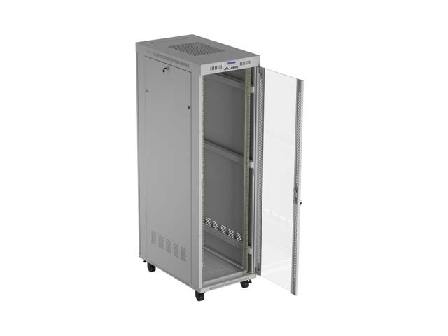 Lanberg Szafa instalacyjna rack stojąca 19 cali 42U 600x1000 drzwi przeszklone LCD (Flat pack) szara
