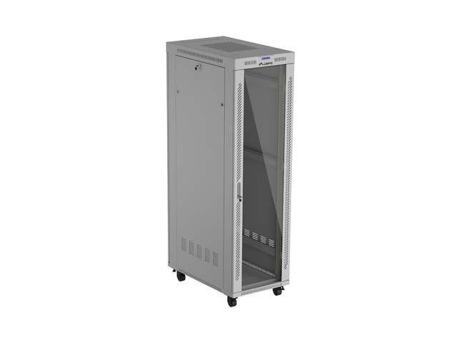 Lanberg Szafa instalacyjna rack stojąca 19 cali 42U 600x1000 drzwi przeszklone LCD (Flat pack) szara