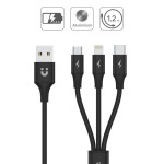 Unitek Kabel USB-A 3w1 USB-C/microUSB/ Lightning czarny C14049BK